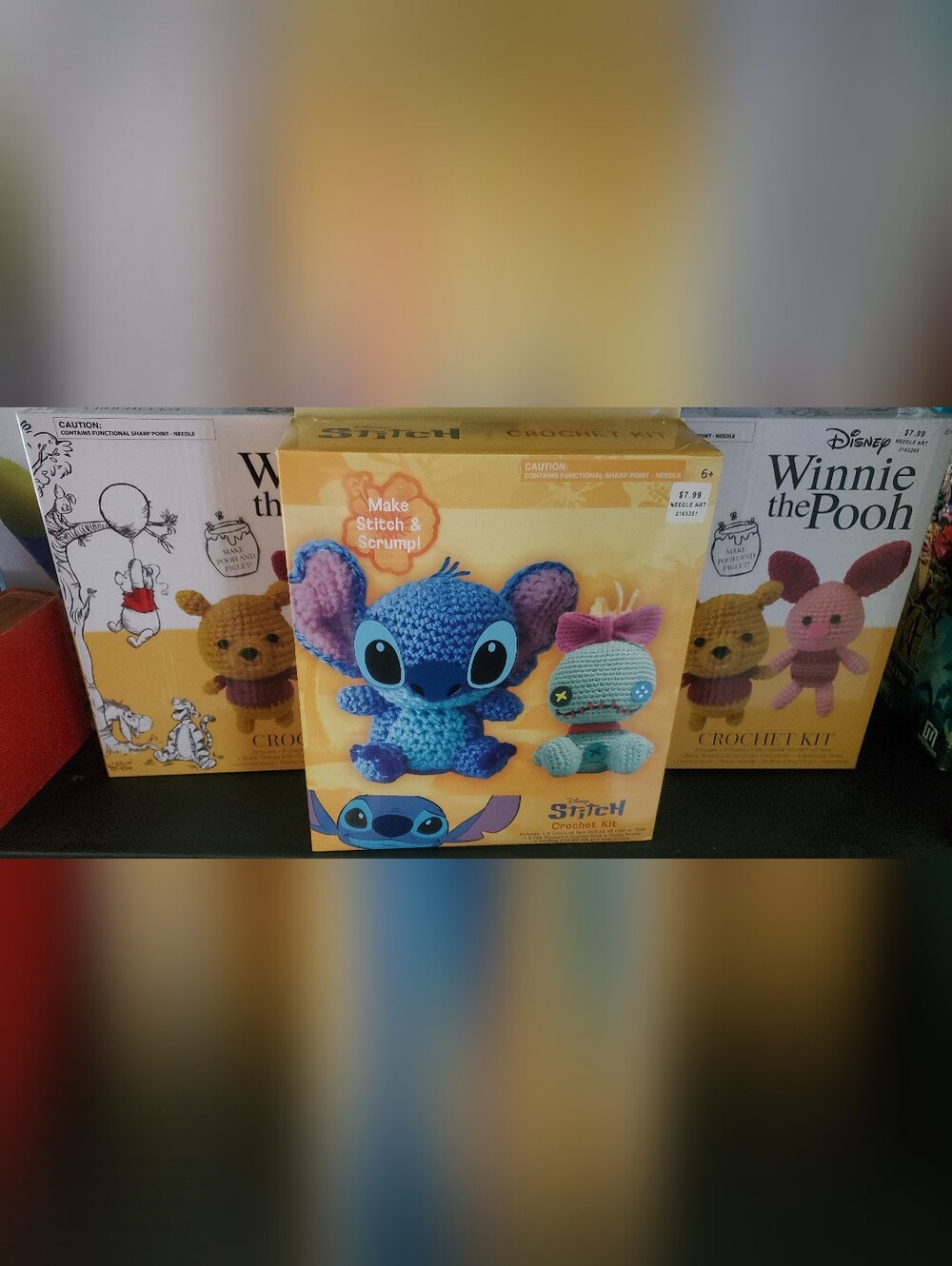 Disney STITCH & WINNIE The POOH PIGLET Crochet Kits NEW In Box Art Activity